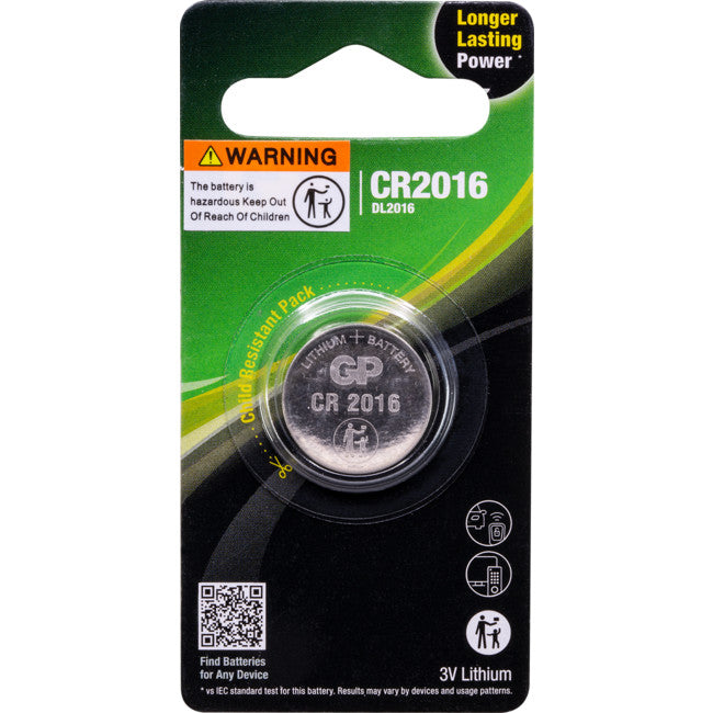 GP Lithium Coin Cell Remote Battery 3 Volts CR2016