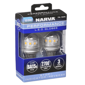 Narva 12/24V BA15S P21W LED Globes 2 per pack