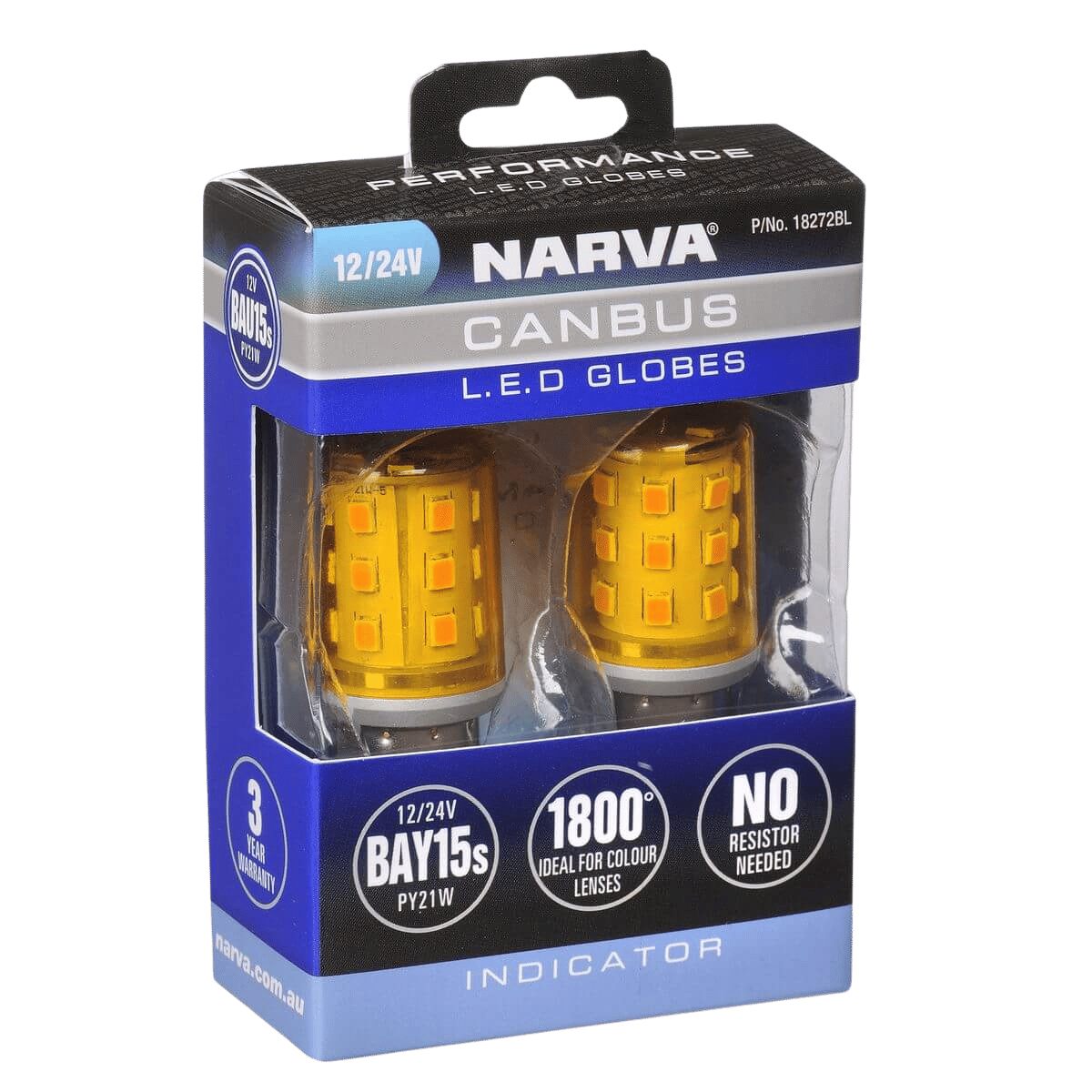 Narva 12V BAU15S Resistor Free LED Indicator Globes with Canbus 2 per pack