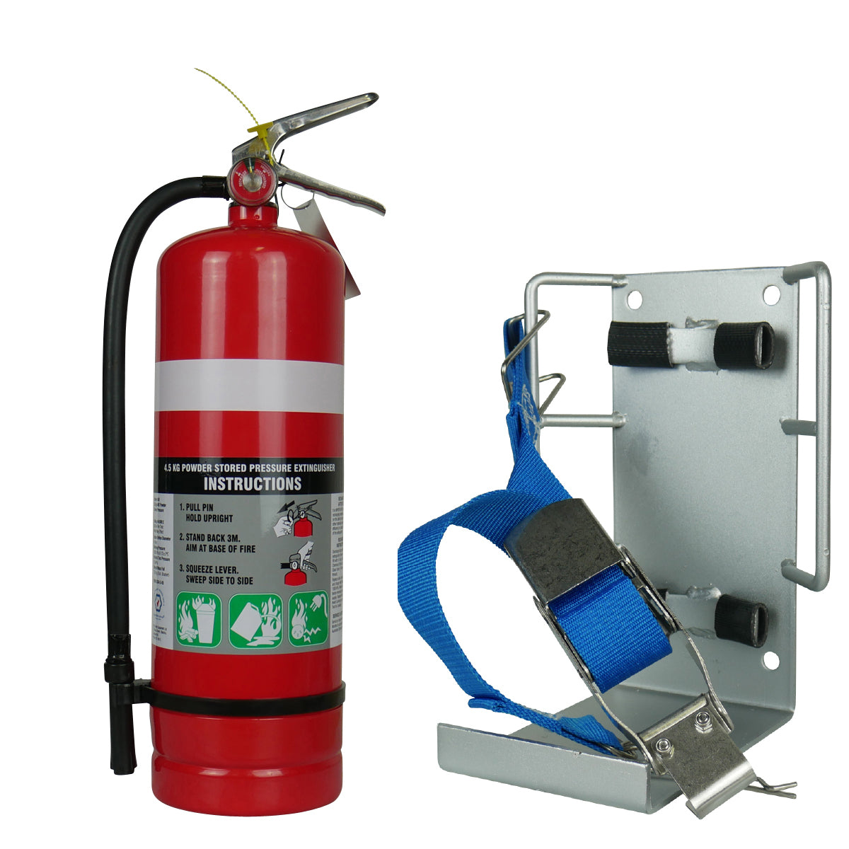 4.5KG ABE Powder Type Fire Extinguisher with HD Metal Wall Mount Bracket Strap