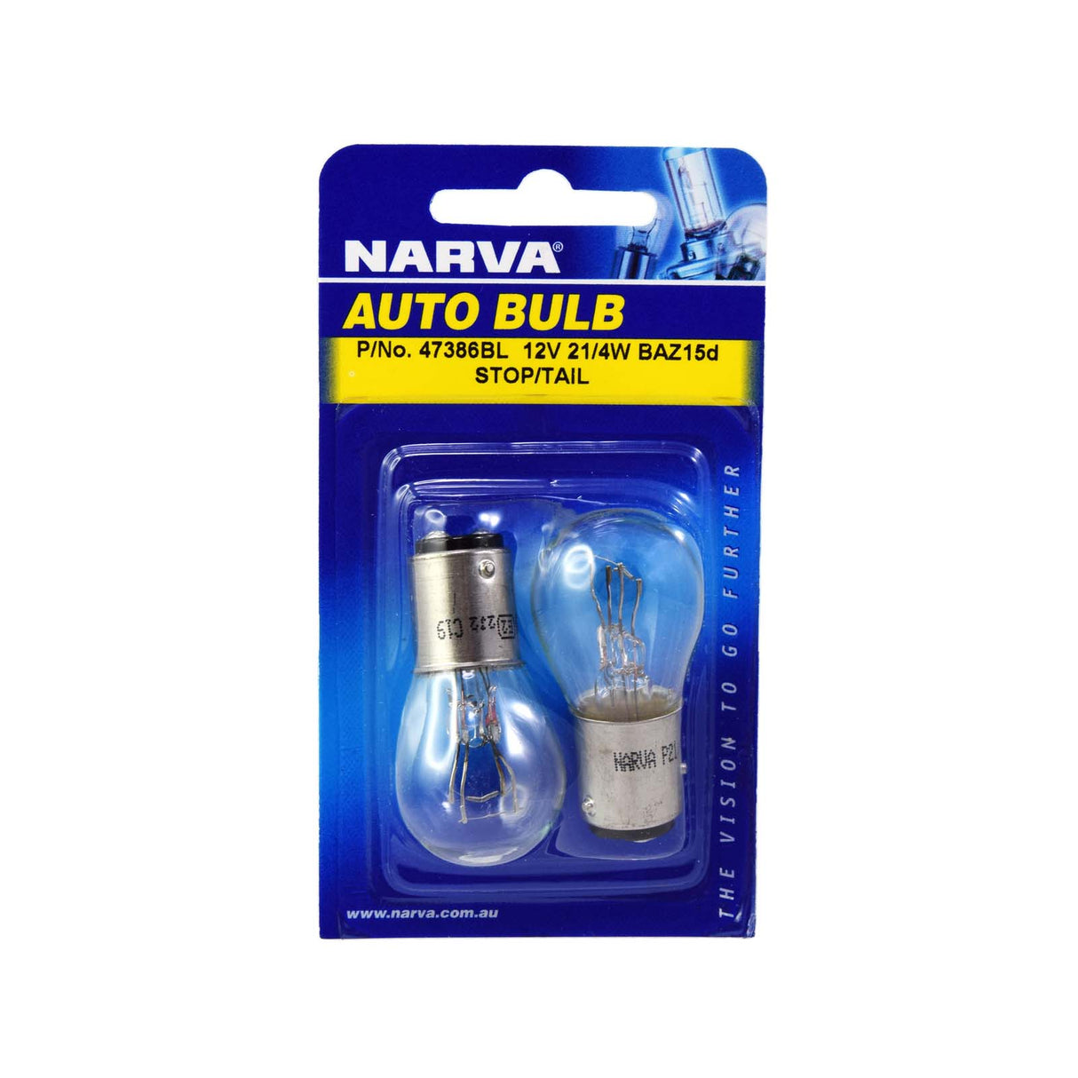 Narva 12V 21/4W P21/4W Baz15D Incandescent Globes (Blister Pack Of 2)