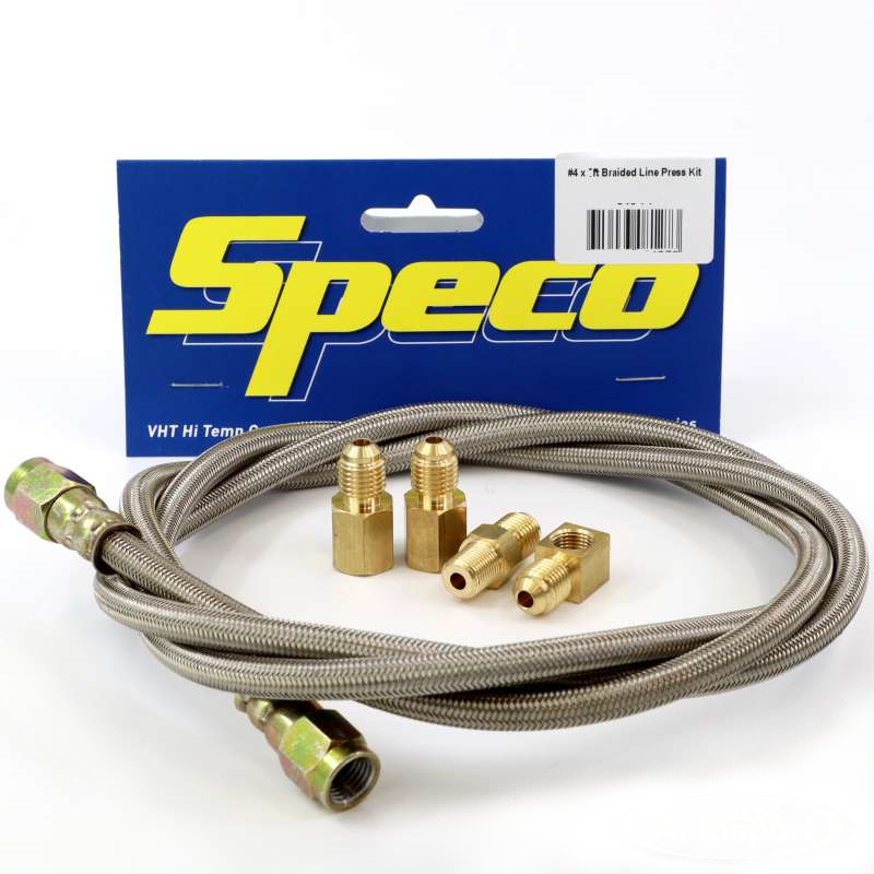 Speco 5' foot Braided Line Oil Pressure Gauge Fitting Kit