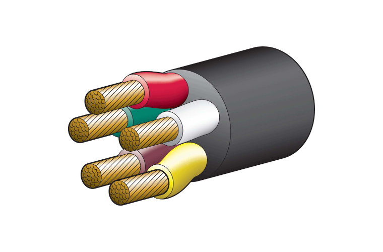 Narva 55A 6mm 5 Core Road Train Cable (30M) Red; Green; Yelllow; White; Brown With Black Sheath