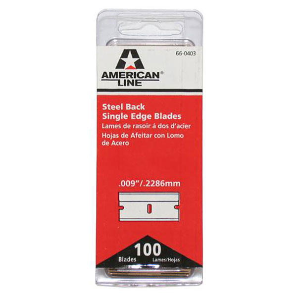 American Line Single Edge Razor Blades .009" / .2286mm 100 Pack