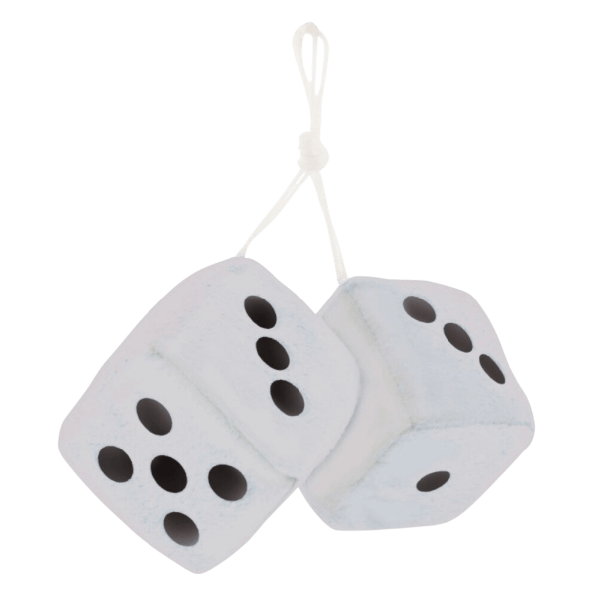 Fluffy Dice White with Black Dots