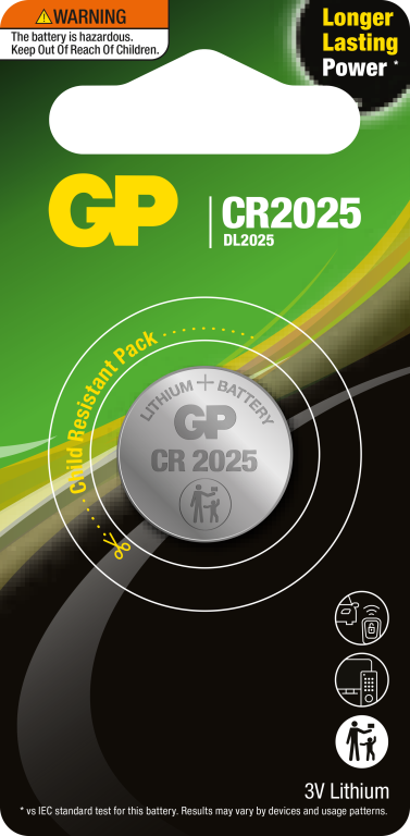 GP Lithium Coin Cell Remote Battery 3 Volts CR2025