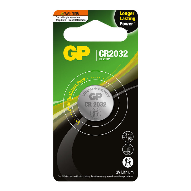 GP Lithium Coin Cell Remote Battery 3 Volts CR2032