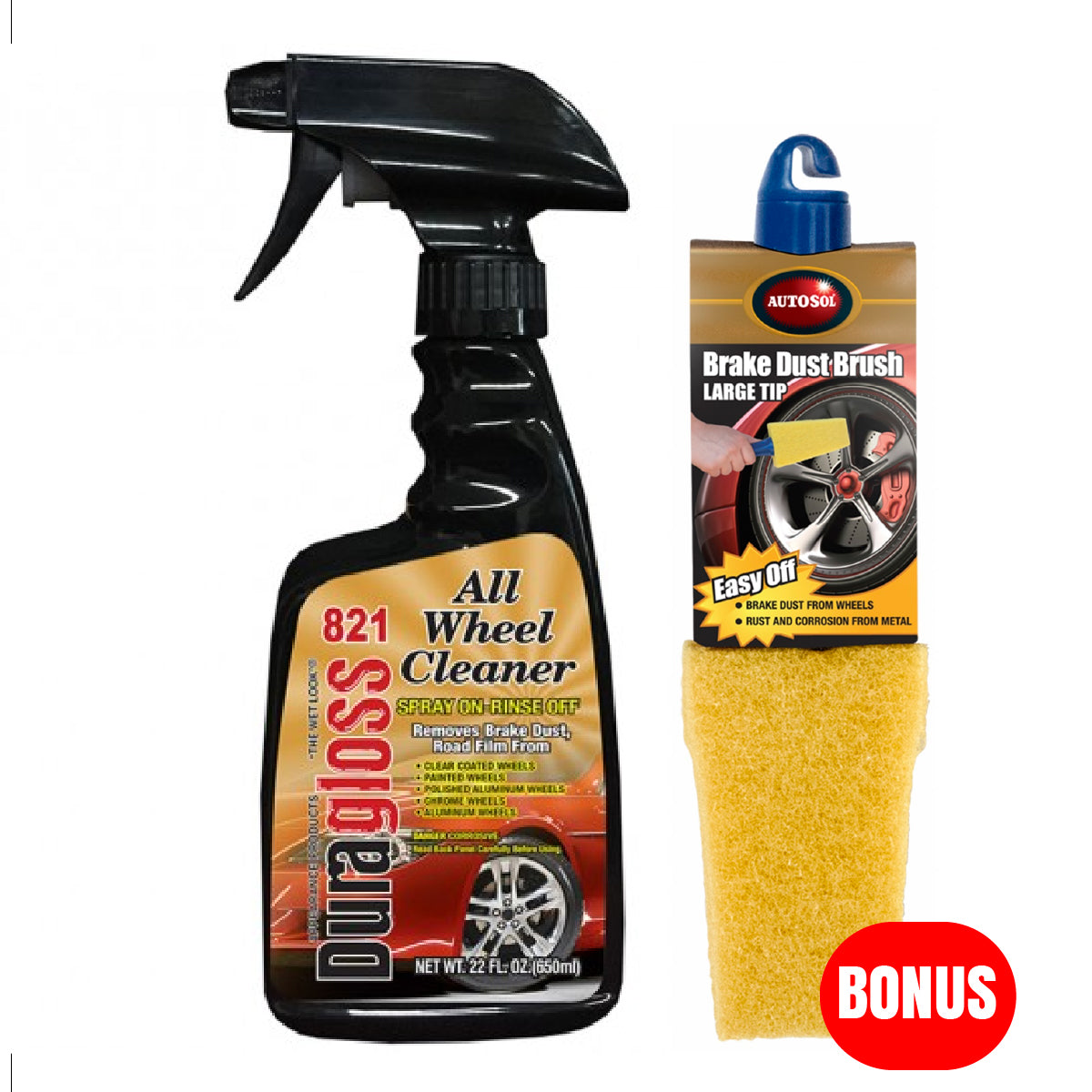 Duragloss 821 All Wheel Cleaner 650mL + BONUS Autosol Brake Dust Brush