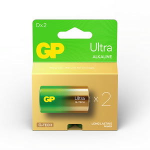 GP Ultra Alkaline D Battery Pack of 2