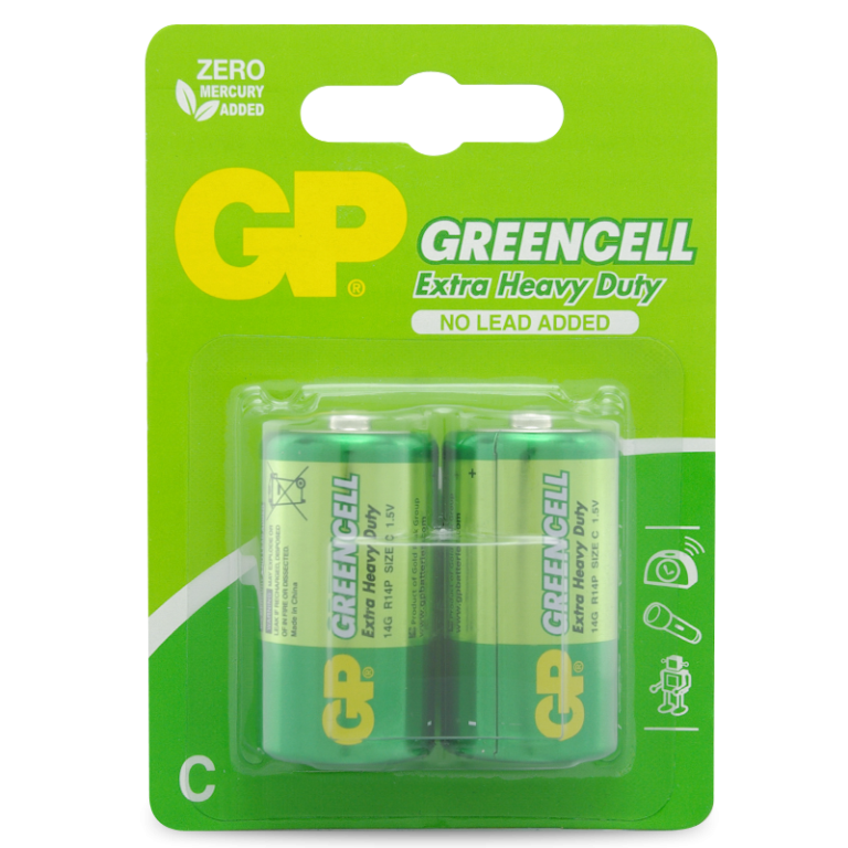 GP Greencell  Extra Heavy Duty C Battery Pack of 2