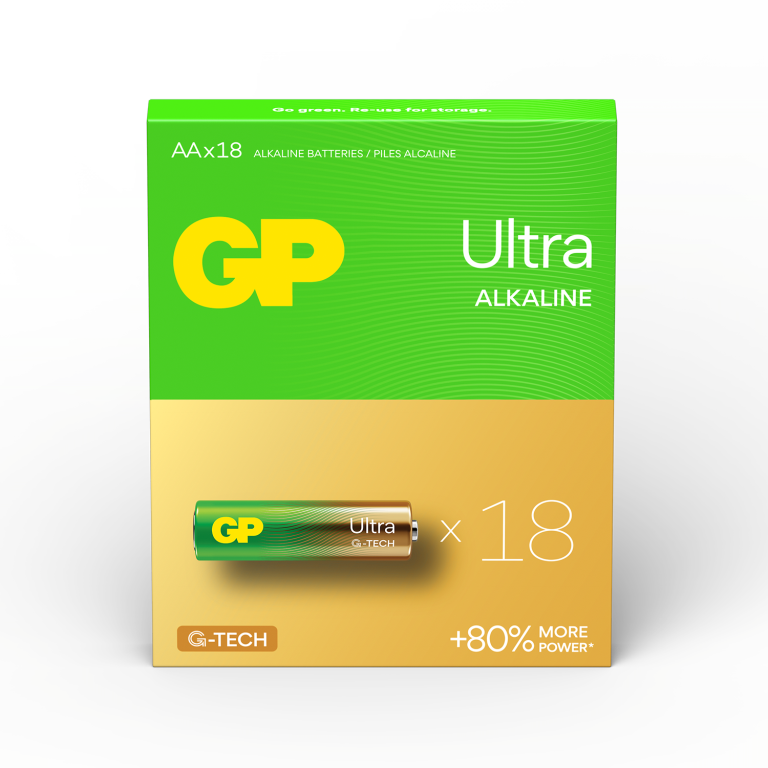 GP Ultra Alkaline AA Battery Pack of 18