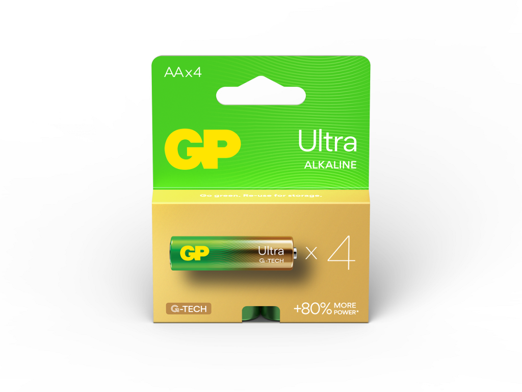 GP Ultra Alkaline AA Battery Pack of 4