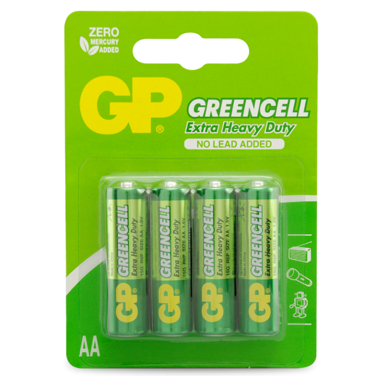 GP Greencell  Extra Heavy Duty AA Battery Pack of 4