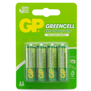 GP Greencell  Extra Heavy Duty AA Battery Pack of 4