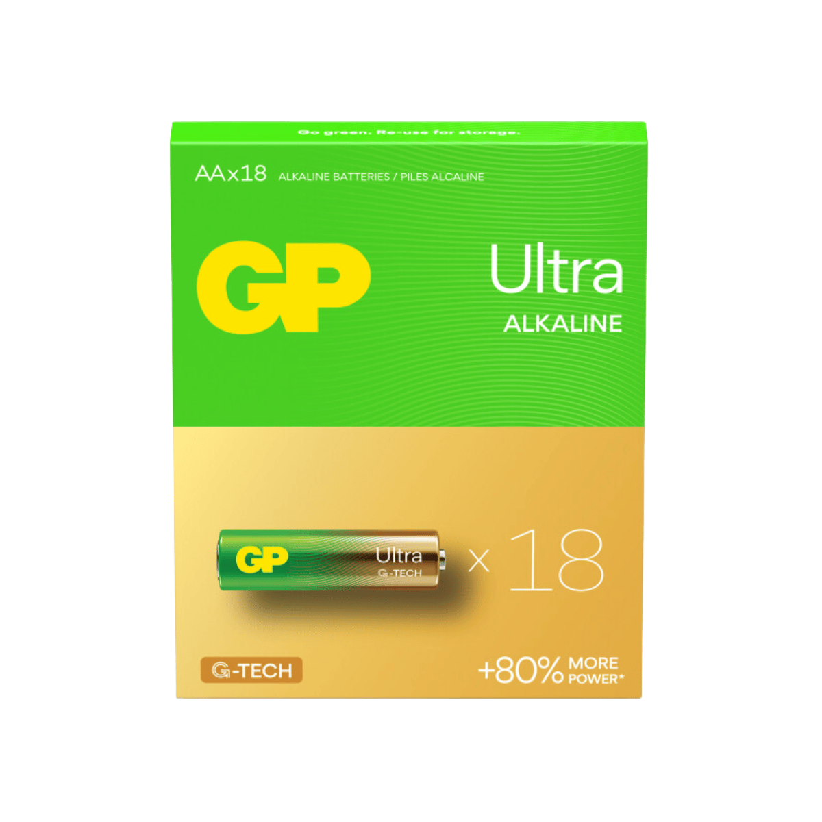 GP Ultra Alkaline AA Battery Pack of 18