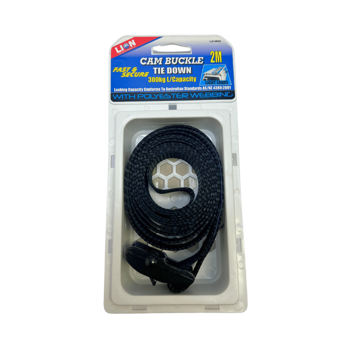 Lion Cam Buckle Tie Down with Polyester Webbing 2M 300kg