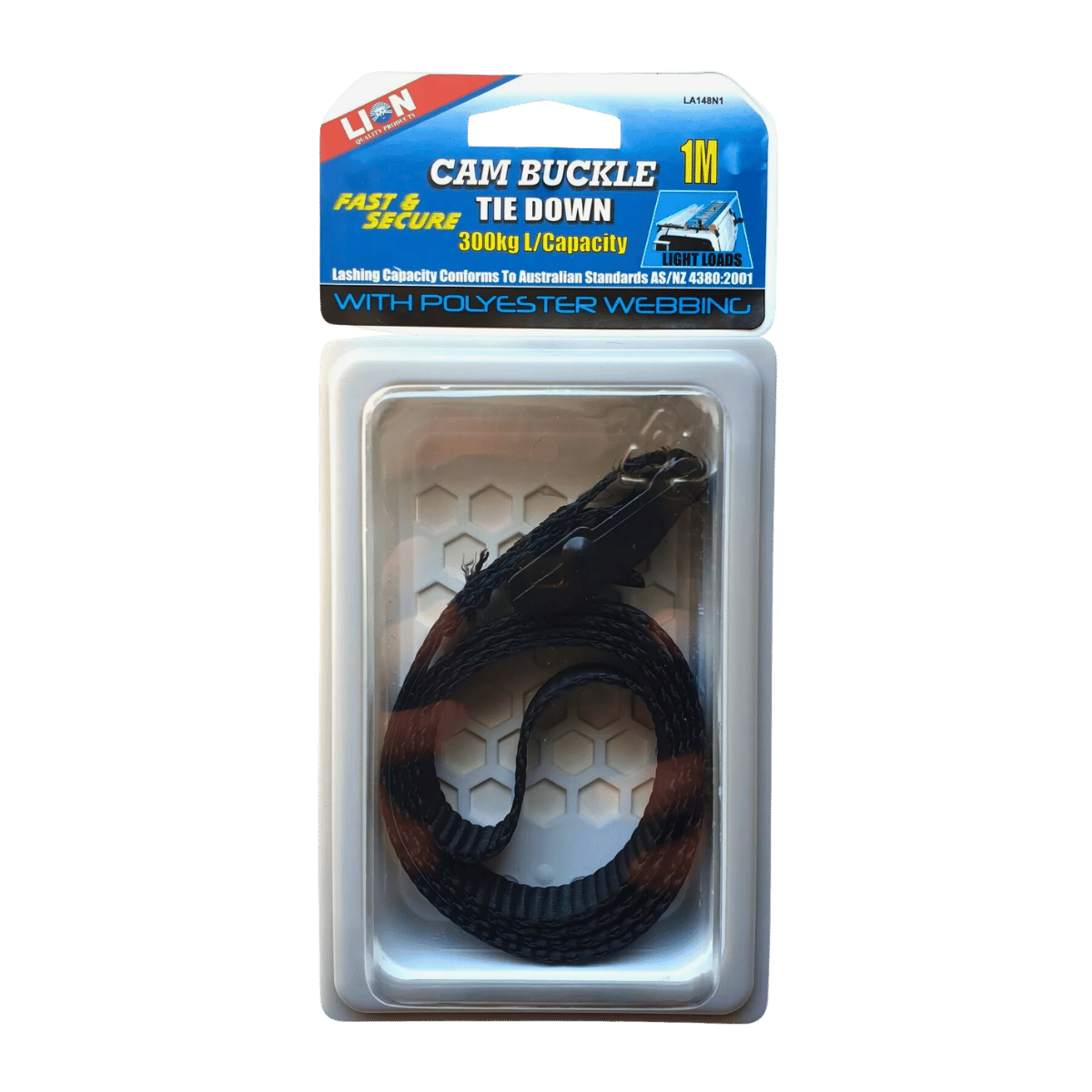 Lion Cam Buckle Tie Down with Polyester Webbing 1M 300kg