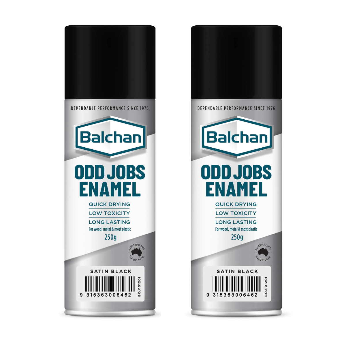 Odd Jobs Quick Drying Enamel Paint Satin Black Twin Pack 250G