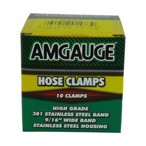 Amgauge Full Stainless Steel Hose Clamps (12-27mm) 1/2"-1.1/16" 10 Pack