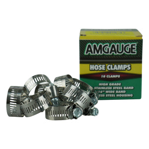 Amgauge Full Stainless Steel Hose Clamps (14-31mm) 9/16"-1.1/4" 10 Pack