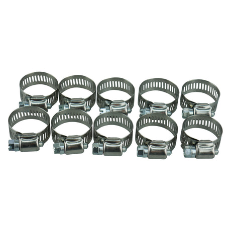 Amgauge Full Stainless Steel Hose Clamps (14-31mm) 9/16"-1.1/4" 10 Pack