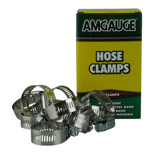 Amgauge Full Stainless Steel Hose Clamps (18-38mm) 11/16"-1.1/2" 10 Pack