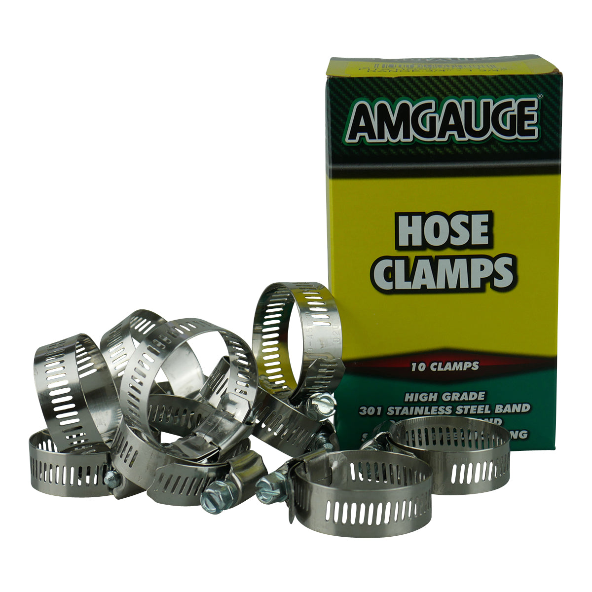 Amgauge Full Stainless Steel Hose Clamps (19-44mm) 3/4"-1.3/4" 10 Pack