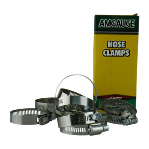 Amgauge Full Stainless Steel Hose Clamps (44-70mm) 1.3/4"-2.3/4" 10 Pack