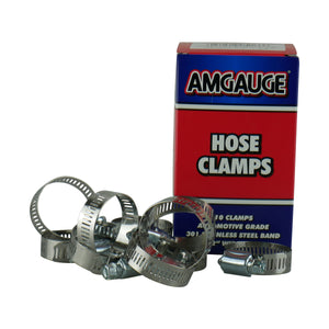 Amgauge Part Stainless Steel Hose Clamps (19-44mm) 3/1"-1.3/4" 10 Pack