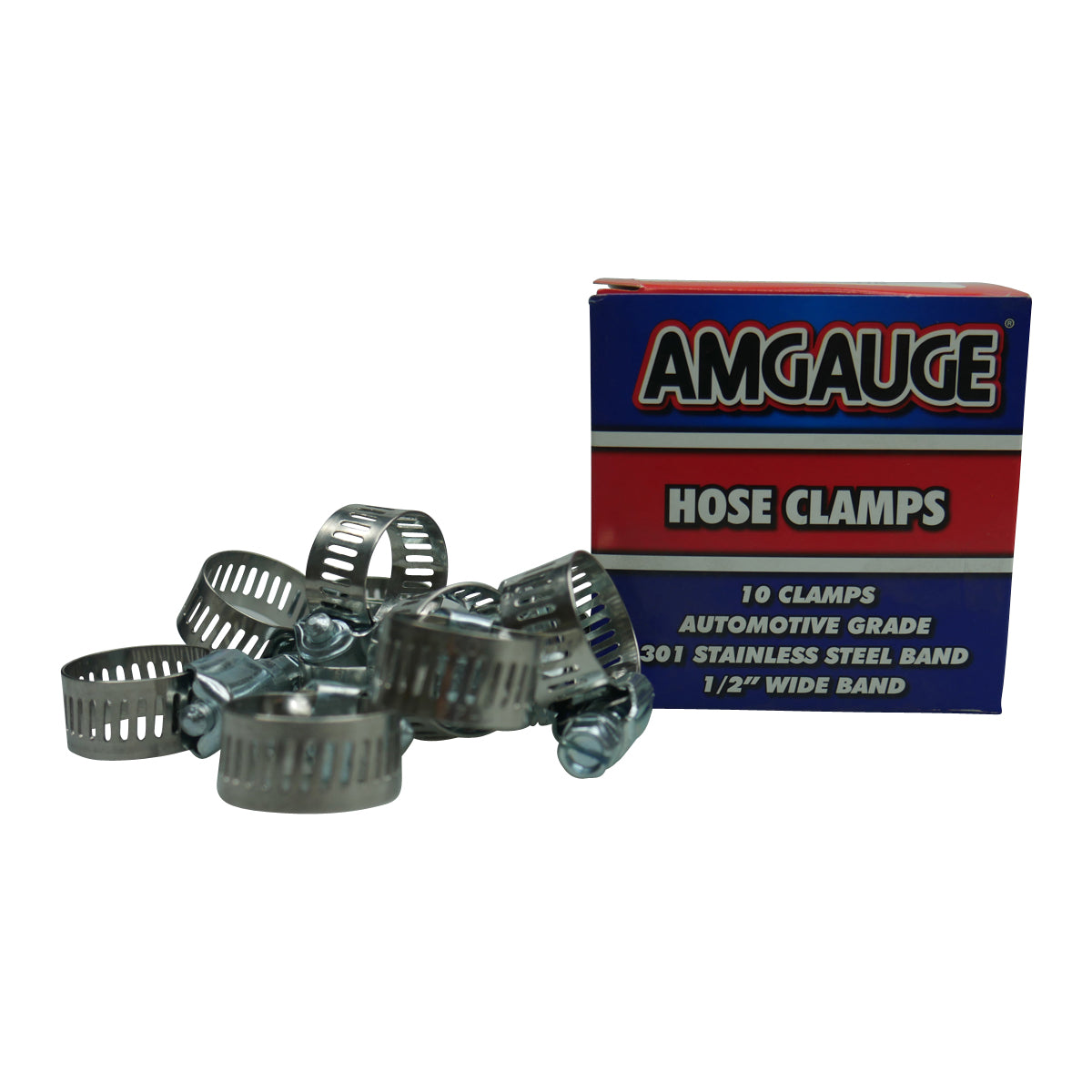 Amgauge Part Stainless Steel Hose Clamps (10-22mm) 3/8"-7/8" 10 Pack