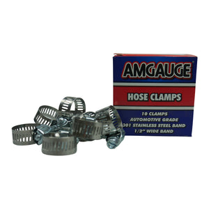 Amgauge Part Stainless Steel Hose Clamps (10-22mm) 3/8"-7/8" 10 Pack