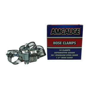 Amgauge Part Stainless Steel Hose Clamps (12-25mm) 1/2"-1" 10 Pack