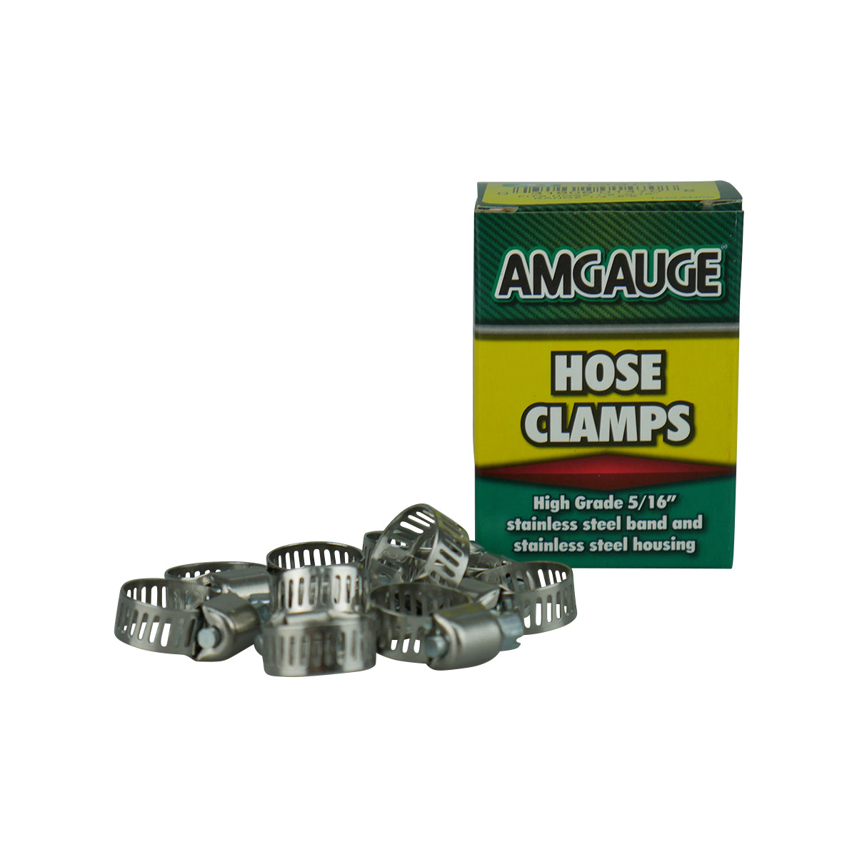 Amgauge Full Stainless Steel Hose Clamps (6-16mm) 1/4"-5/8" 10 Pack