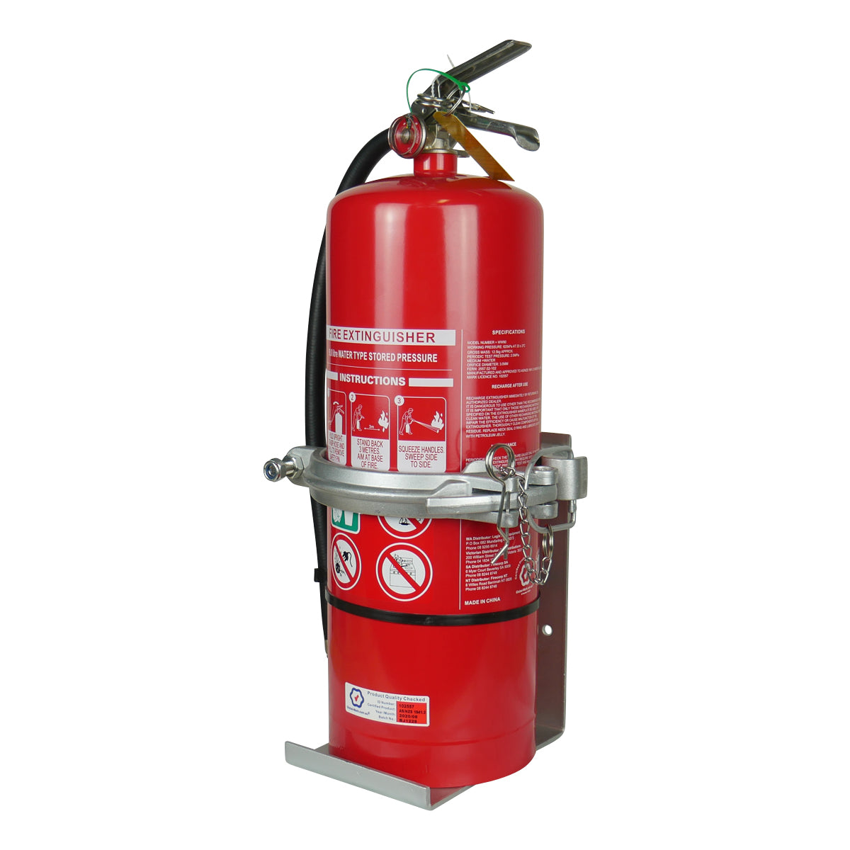 9L Air/Water Fire Extinguisher with Metal Wall Bracket Clip Release