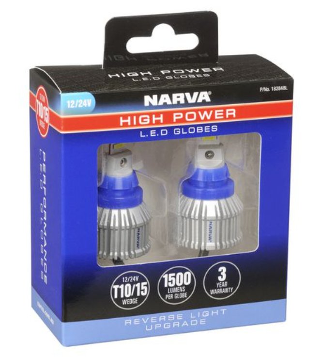 Narva 12/24V Gen III LED T15 High Power Reverse Globes 2 per pack