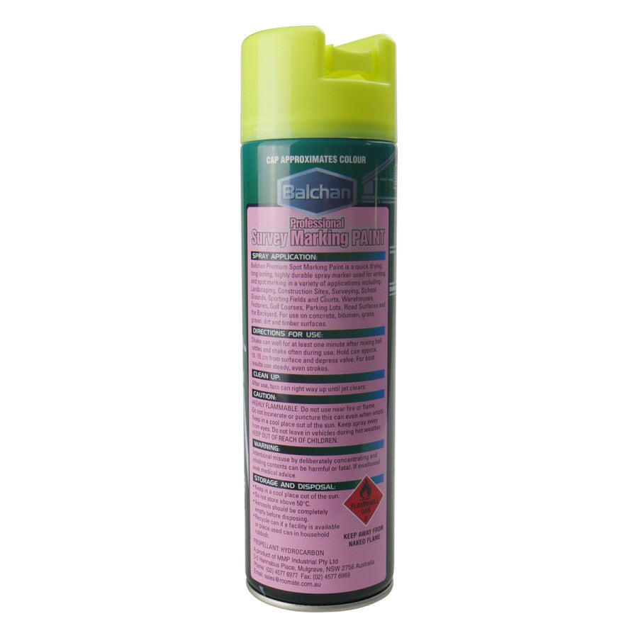 Balchan Professional Survey Marking Paint Fluro Yellow 350g