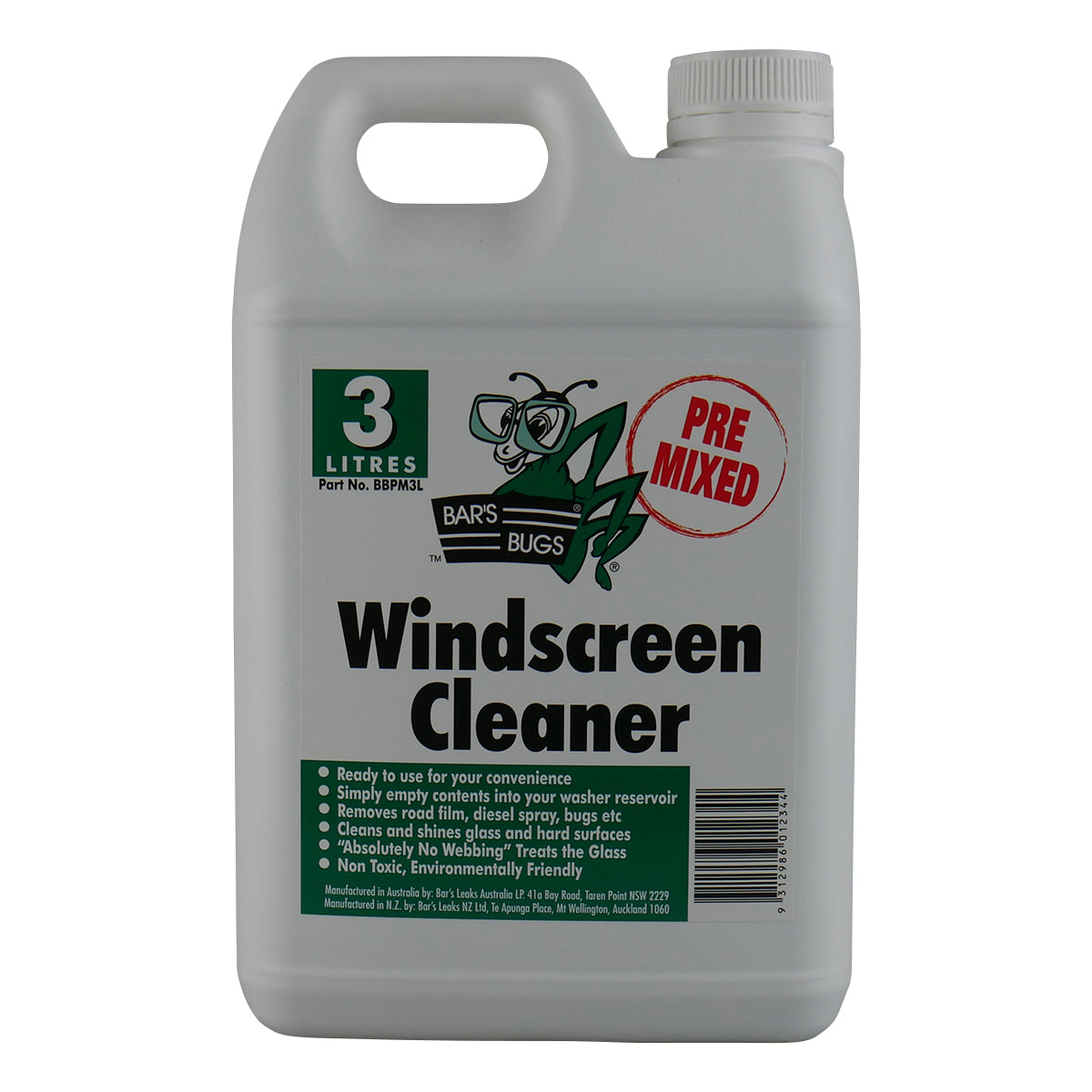 Bar's Bugs Windscreen Cleaner Premix 3L