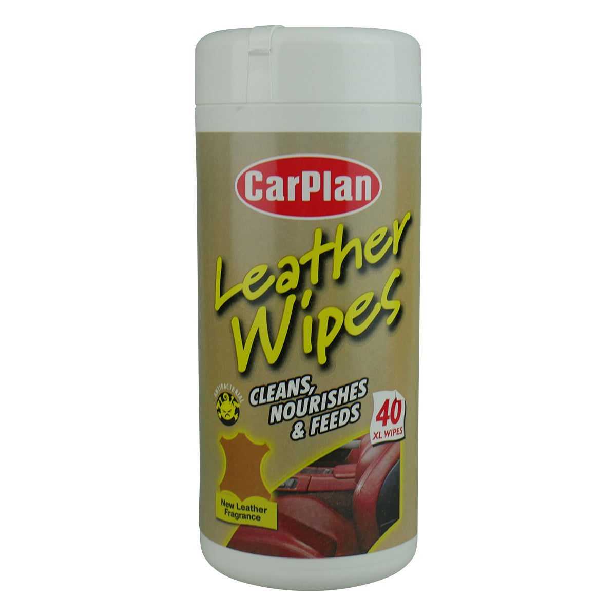 Carplan Anti-Bacterial New Leather Fragrance Leather Wipes 40 Xtra large