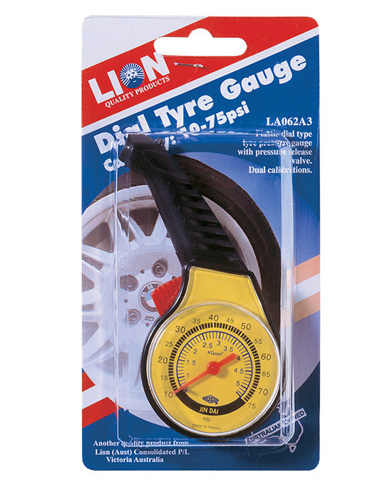 Lion Tyre Gauge Dial Type 10-75PSI