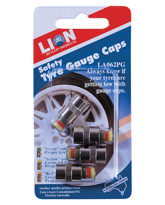 Lion Safety Tyre Gauge Caps 32PSI 4pk