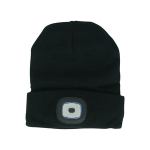 Black LED Beanie Light with USB Charging