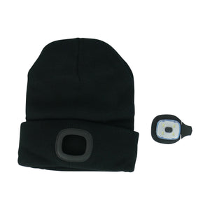 Twin Pack Black + Grey LED Beanie Light with USB Charging