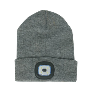 LED Beanie Light with USB Charging Grey