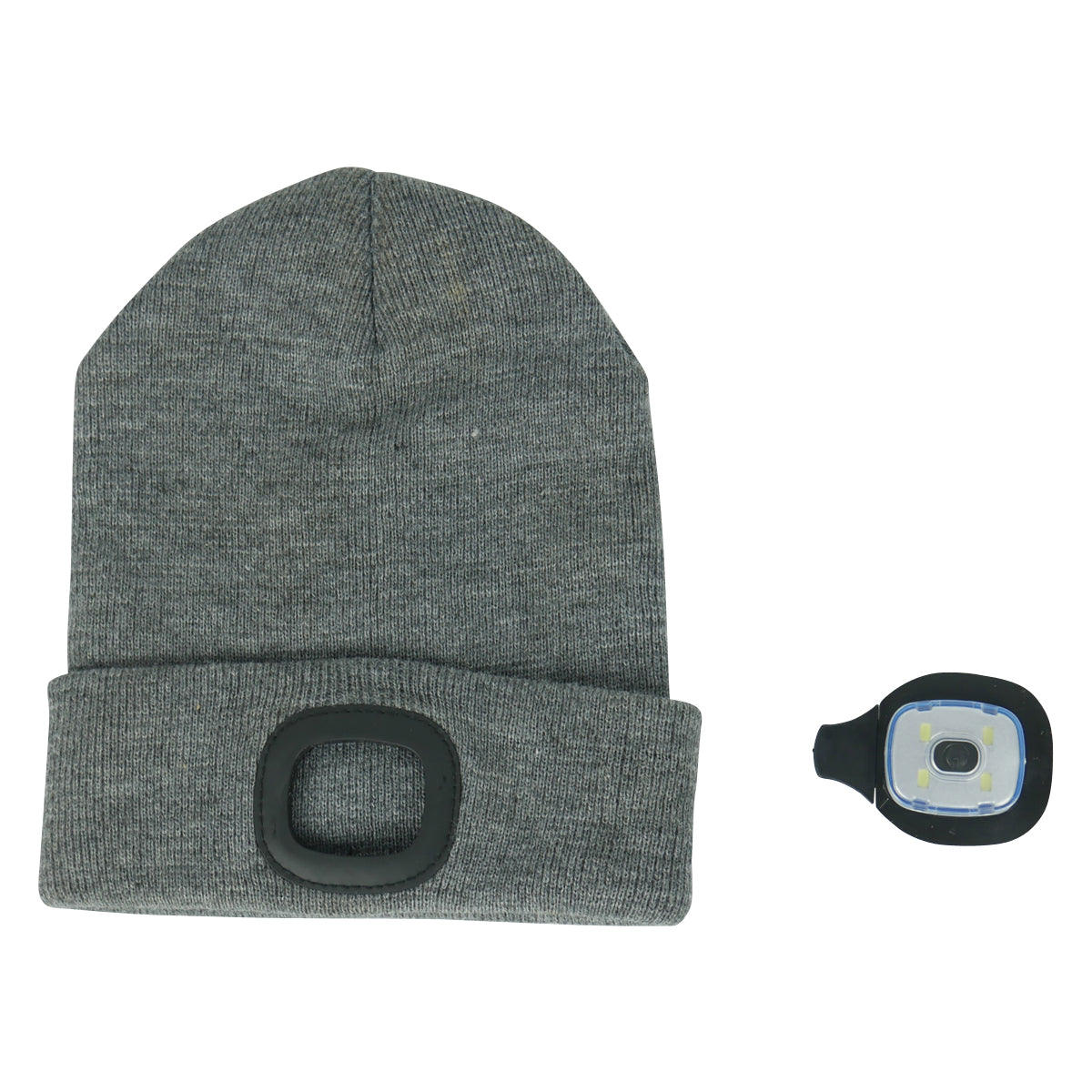 Grey LED Beanie Light with USB Charging