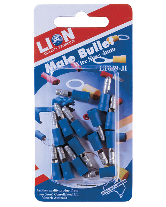 Lion Male Bullet Terminals Blue 14pc