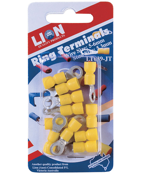 Lion Ring Terminals Yellow 11pc