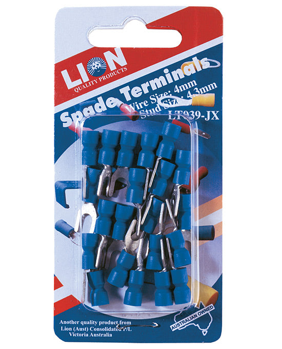 Lion Spade Terminals Blue 21pc