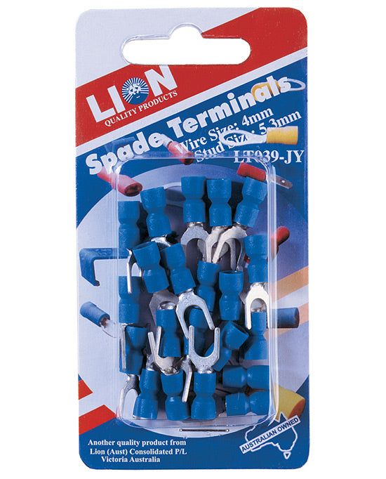 Lion Spade Terminals Blue 5.3mm 21pc