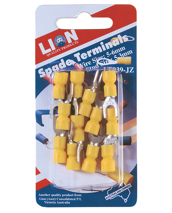 Lion Spade Terminals Yellow 12pc