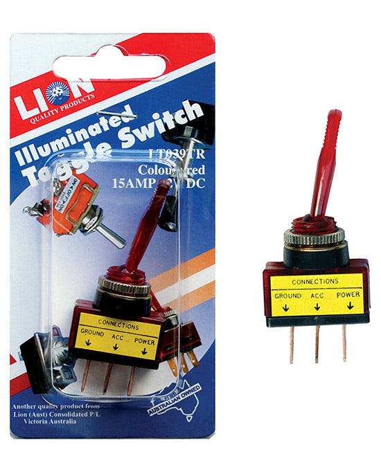 Lion Toggle Switch Red 15A 12V DC